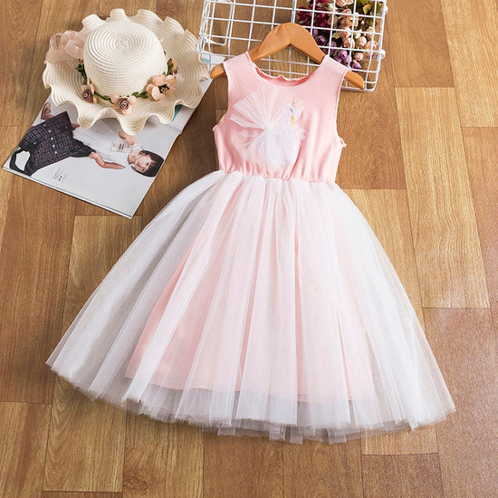 Cute Girls Princess Play Dress Sleeveless Tulle Birthday Tutu Costume