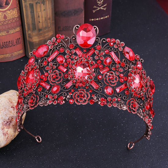 Baroque Luxury Purple Crystal Tiara Crown Bridal Wedding Gothic Party Hair Jewelry Accessory