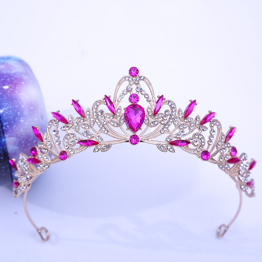 Load image into Gallery viewer, Multiple Color Crystal Crowns Hair Accessories Tiara Crown
