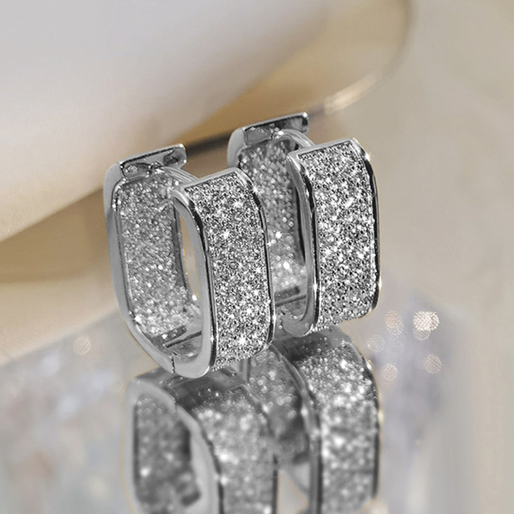 
                      
                        Paved Cubic Zirconia Hoop Earrings Silver Color/Gold Color Jewelry
                      
                    