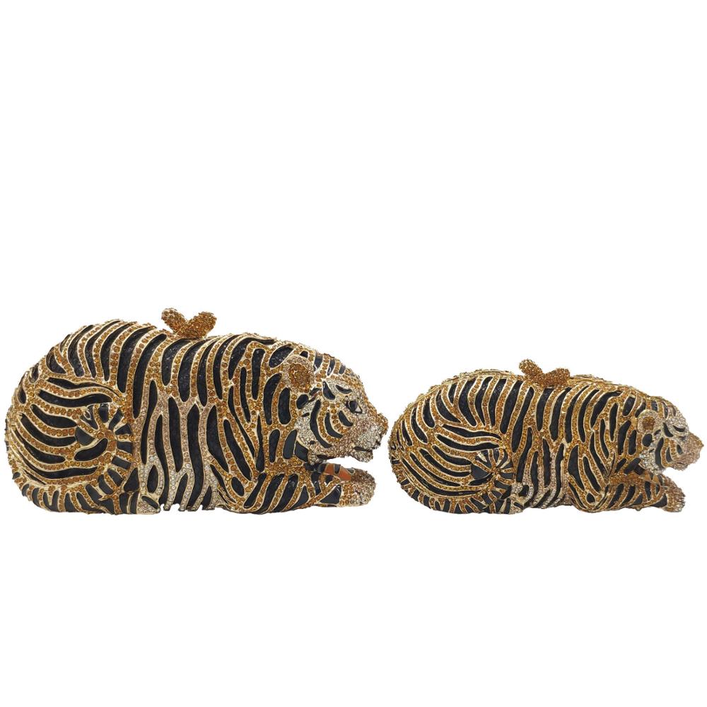 
                      
                        Gold Tiger Clutch Minaudiere Evening Bag Diamond Crystal Party  Purse
                      
                    