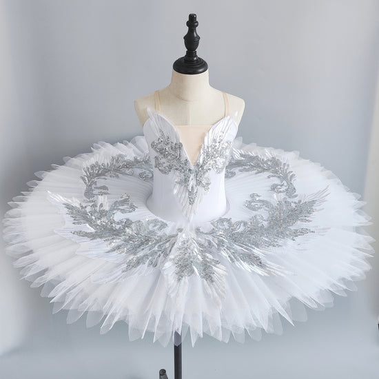 Load image into Gallery viewer, Girls White Stiff Tull Classic Pancake Tutu Nutcracker Snow Queen Professional  Ballet Costume
