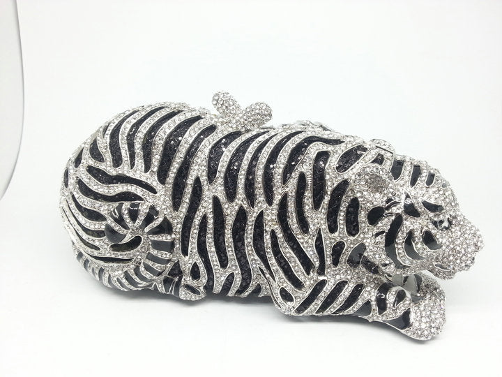 
                      
                        Gold Tiger Clutch Minaudiere Evening Bag Diamond Crystal Party  Purse
                      
                    