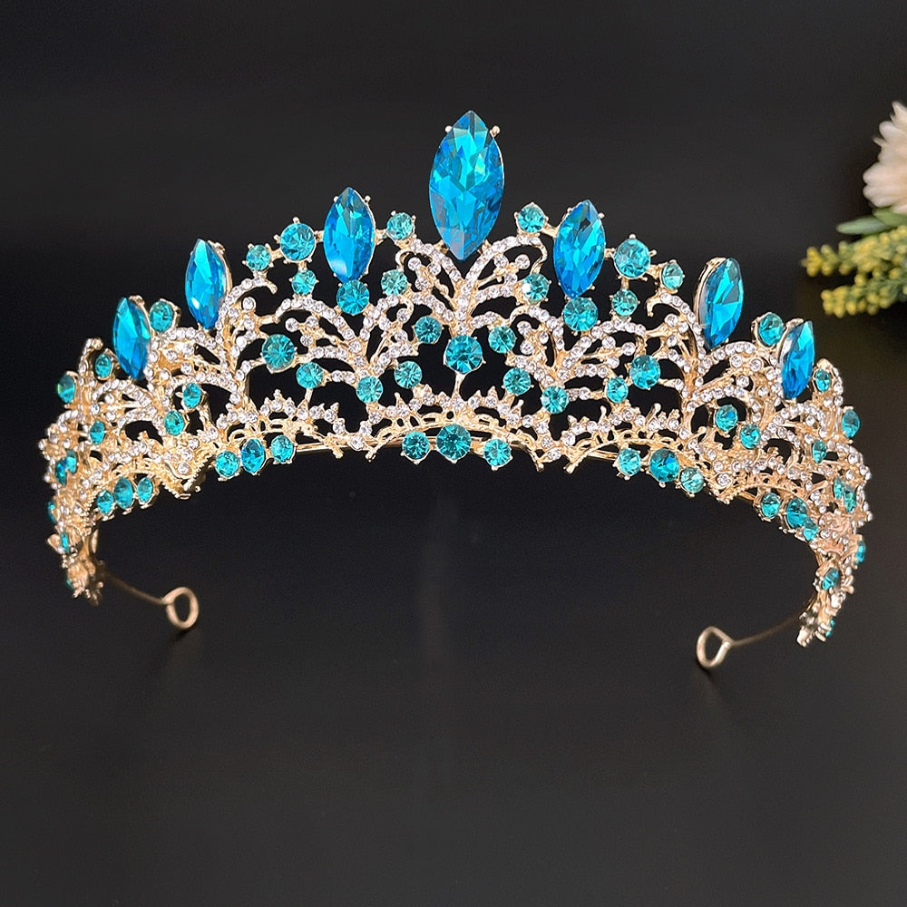 Colorful Crystal Rhinestone Tiara Crowns For Queen Princess Wedding Bridal Hair Accessories