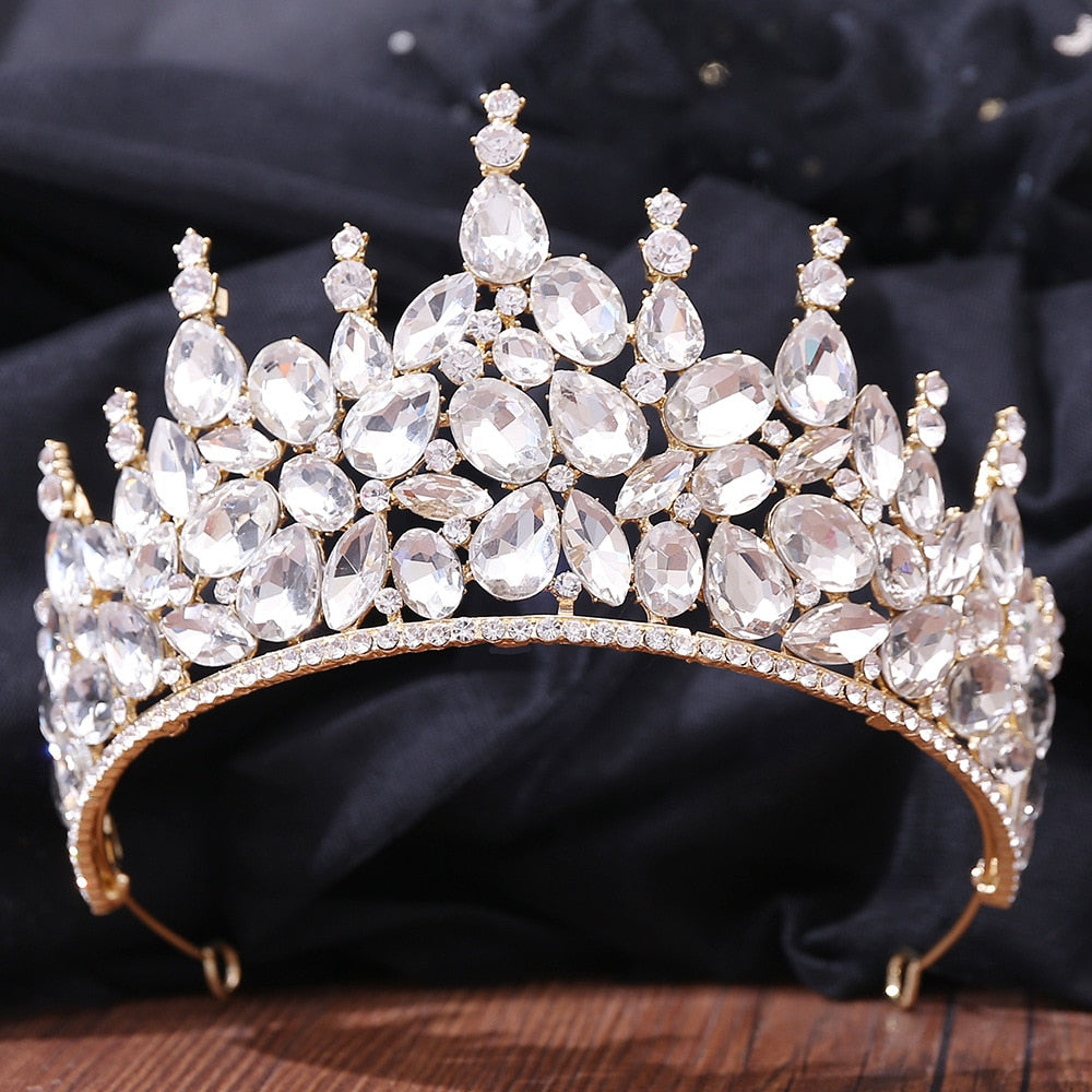 Load image into Gallery viewer, Luxury Big Crystal Rhinestone Crown Tiara Bridal Hair Accessories
