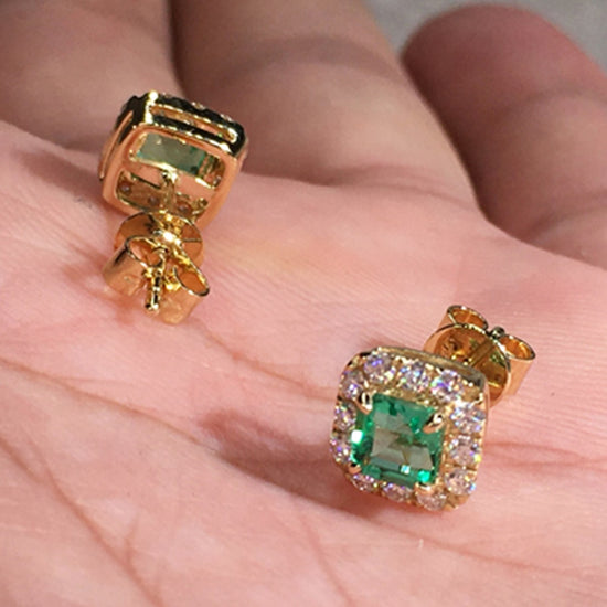 Green Cubic Zirconia Stud Earrings for Women Wedding Elegant Jewelry Accessory