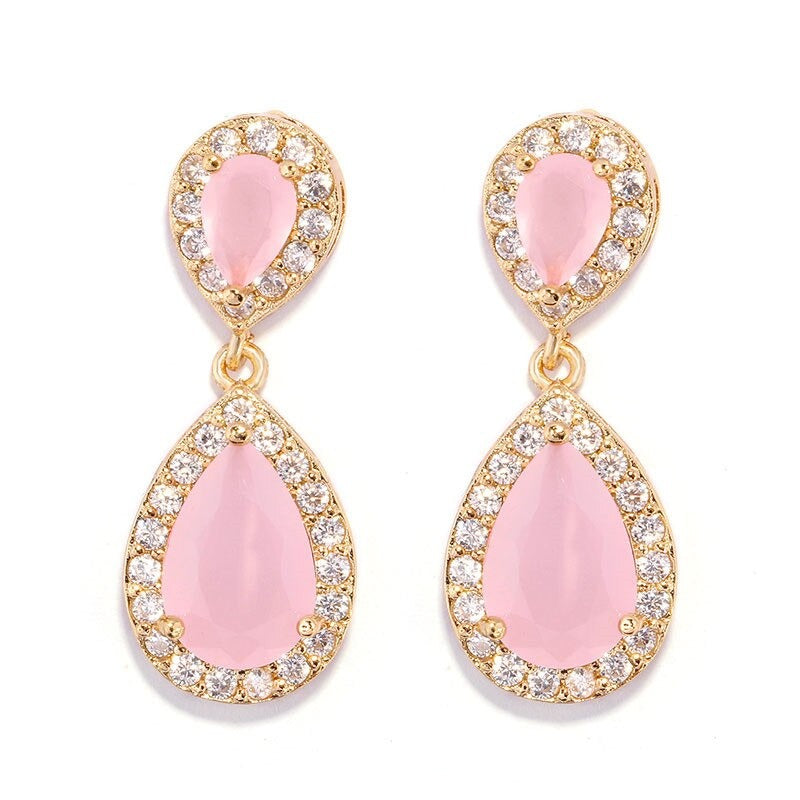 
                      
                        Classic Water Drop Crystal Zirconia Dangle Earrings Bridal Wedding Jewelry
                      
                    