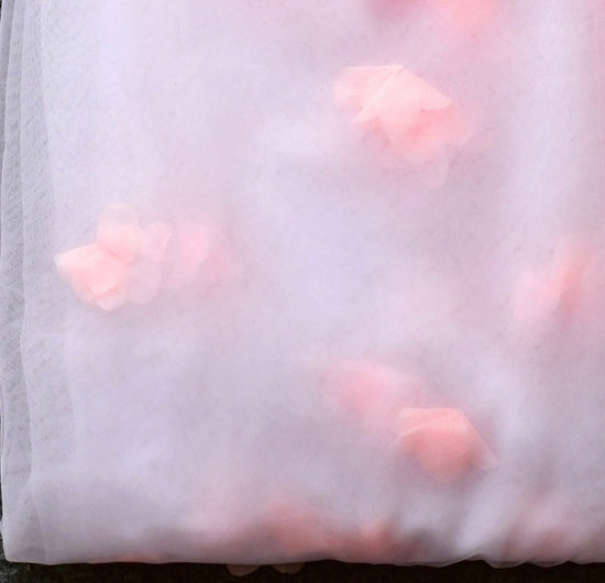 3D Pink Flower Wedding Veil Long Bridal With Blusher Cathedral  Veil