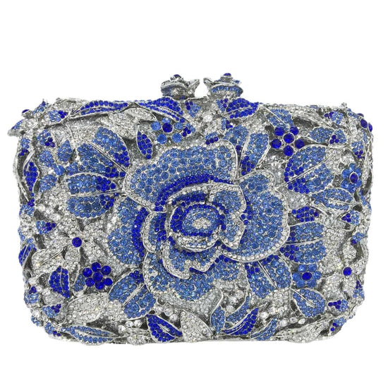 Load image into Gallery viewer, Blue Evening Bag Clutches Formal Dinner Rhinestone Crystal Wedding Purse
