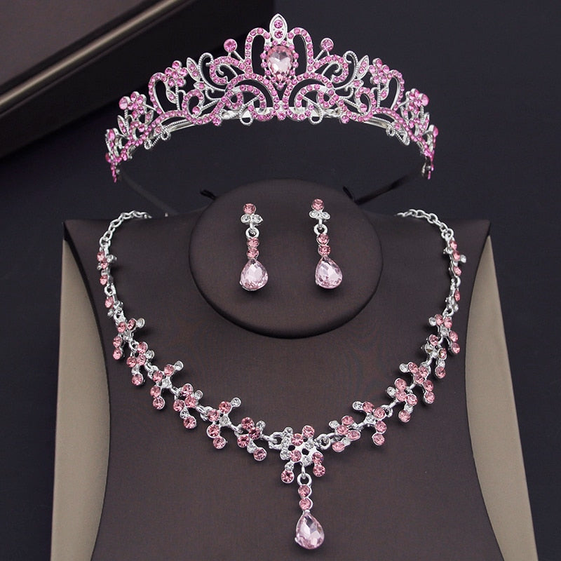 Cenmon Girl's Crystal Tiara Jewelry Sets