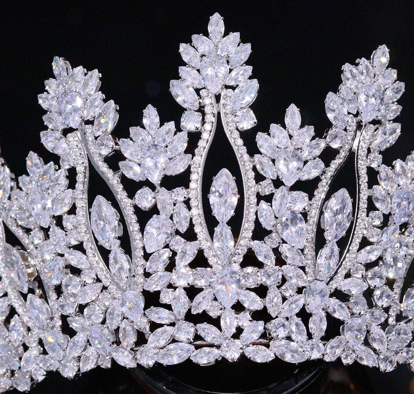 Cubic Zirconia Silver Color and Gold Bridal Crown CZ Diadem Princess Tiaras  Birthday Party Headpiece Wedding Hair Accessories