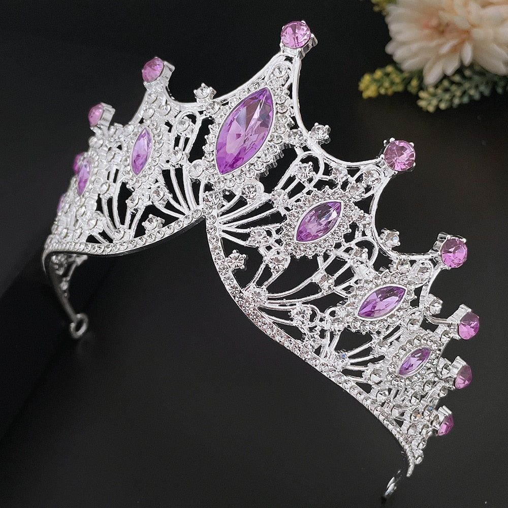 Light Purple Crystal Rhinestone Wedding Bridal Tiara Crown