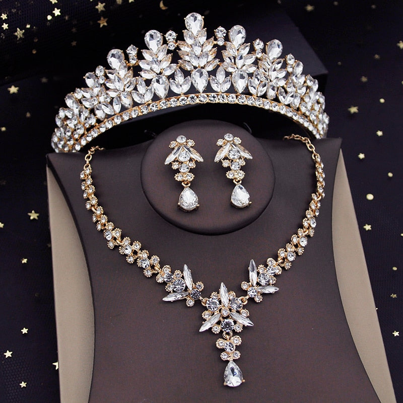 Royal Queen  Jewelry Sets for Women Crown Necklace Earrings Set