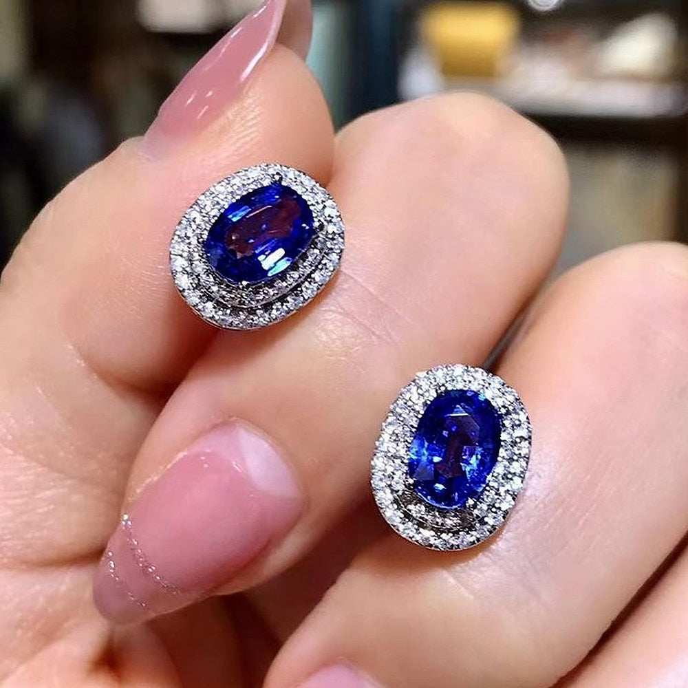 
                      
                        Vintage Blue Earrings for Women Luxury Cubic Zirconia Post Style Earrings
                      
                    