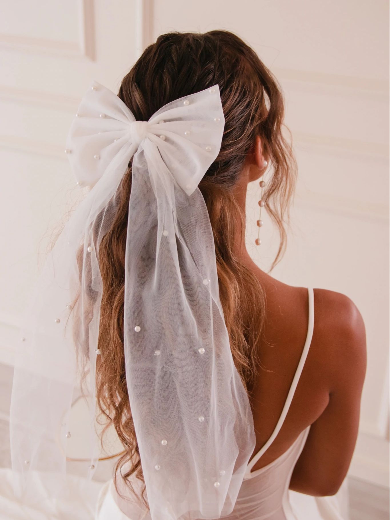 NZUK Girls Pearls Veil Beaded Bridal Veil Bride Mini Veil