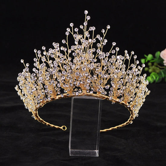 Load image into Gallery viewer, Elegant Crystal Beaded Handmade Headband Wedding Bridal Tiara Crown
