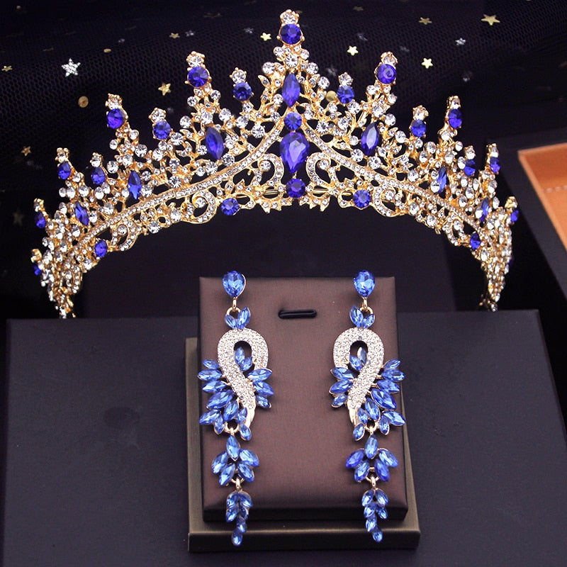 
                      
                        Luxury Red Bridal Wedding Crown With Earrings Evening Jewelry Accessories
                      
                    