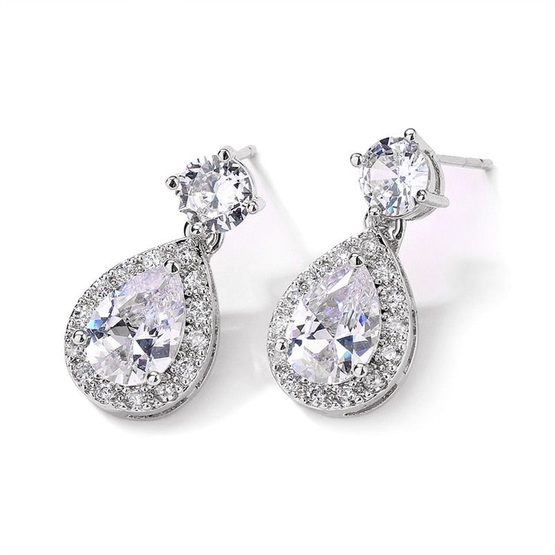 
                      
                        Classic Water Drop Crystal Zirconia Dangle Earrings Bridal Wedding Jewelry
                      
                    