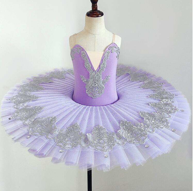 Girls Sequin Ballerina Pancake Tutu Dress Dance Costume