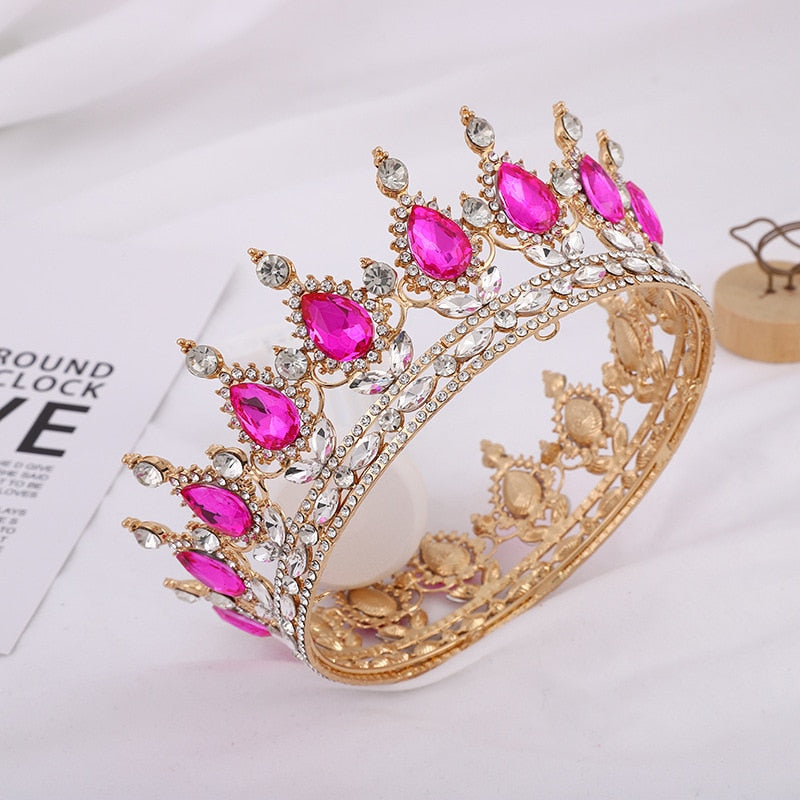 
                      
                        Vintage Crystal Royal Queen King Full Round Tiara Crown Hair Accessories
                      
                    