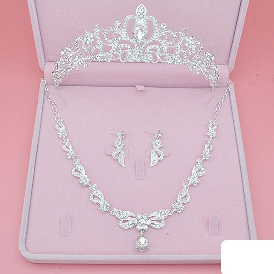 Fashion Crystal Wedding Bridal Jewelry Sets Tiara Crown Necklace Earrings Accessories