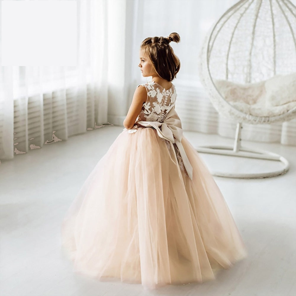Lace Flower Girl Dress with Bow