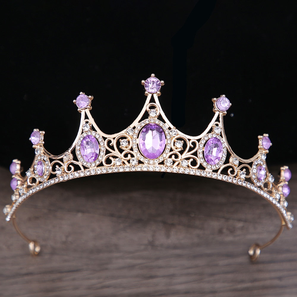 Vintage Gothic Crystal Crown Tiara Hair Accessories in Many Colors