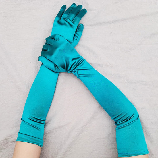 Load image into Gallery viewer, Long Satin Elastic Etiquette Gloves Full Finger Driving Glove
