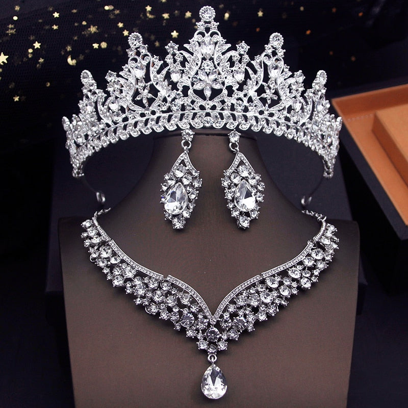 Fashion Colors Bridal Jewelry Sets With Tiaras Princess Wedding Crown ...