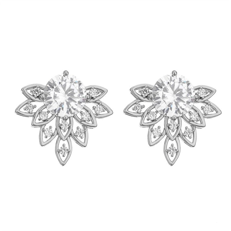 Fashion Green AAA Cubic Zirconia Flower Stud Earrings  for Women