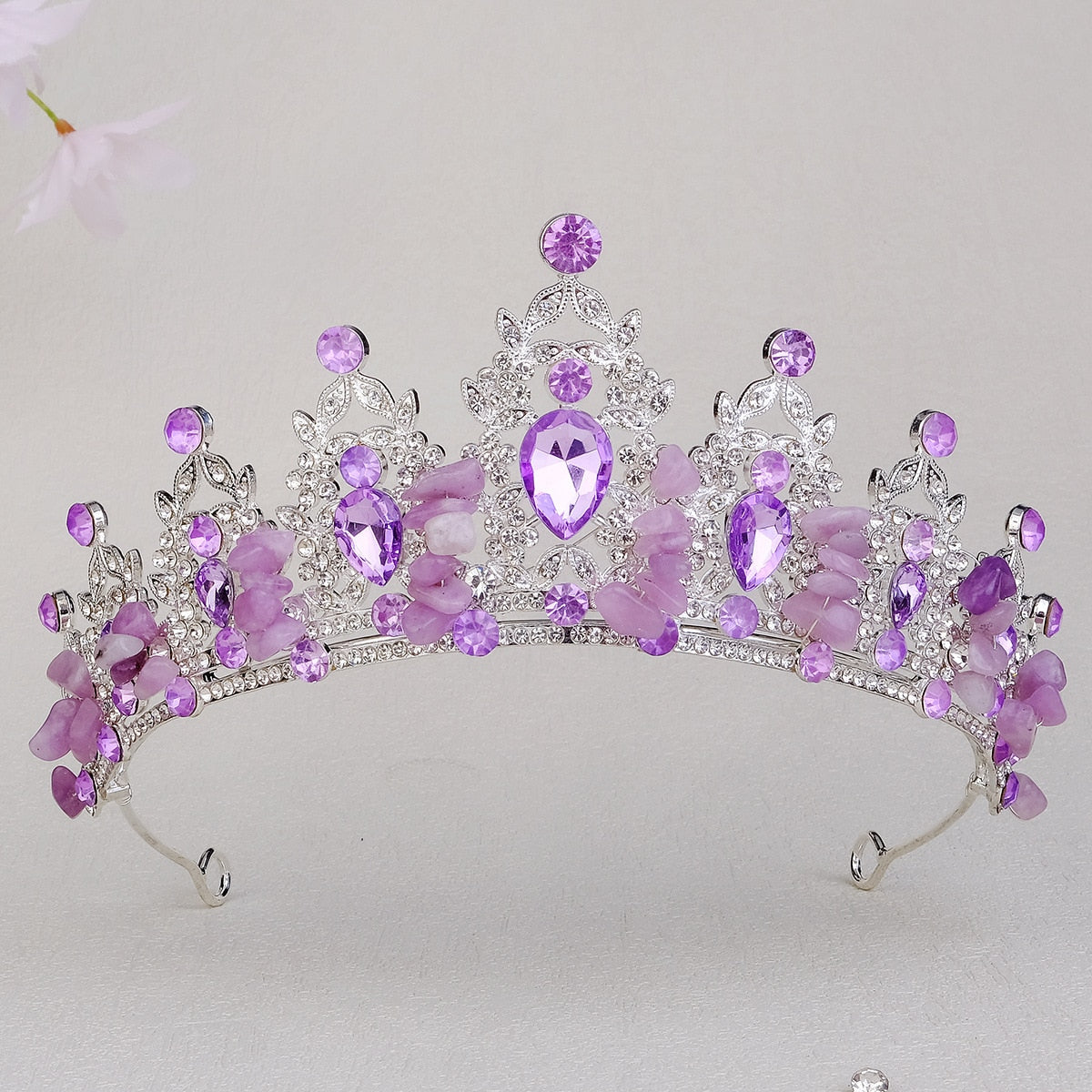 Purple Crystal Rhinestone Tiara Crown Birthday Headband Pageant Hair Jewelry