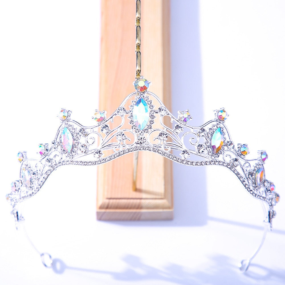 Colorful Crystal Tiara Crowns Princess Prom Party Pageant Hair Accessory