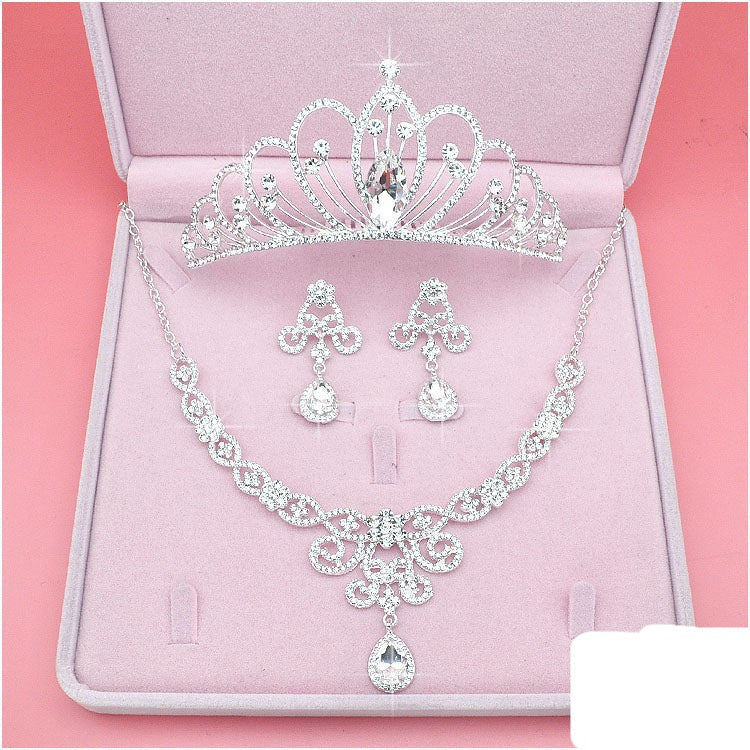 Fashion Crystal Wedding Bridal Jewelry Sets Tiara Crown Necklace Earrings Accessories