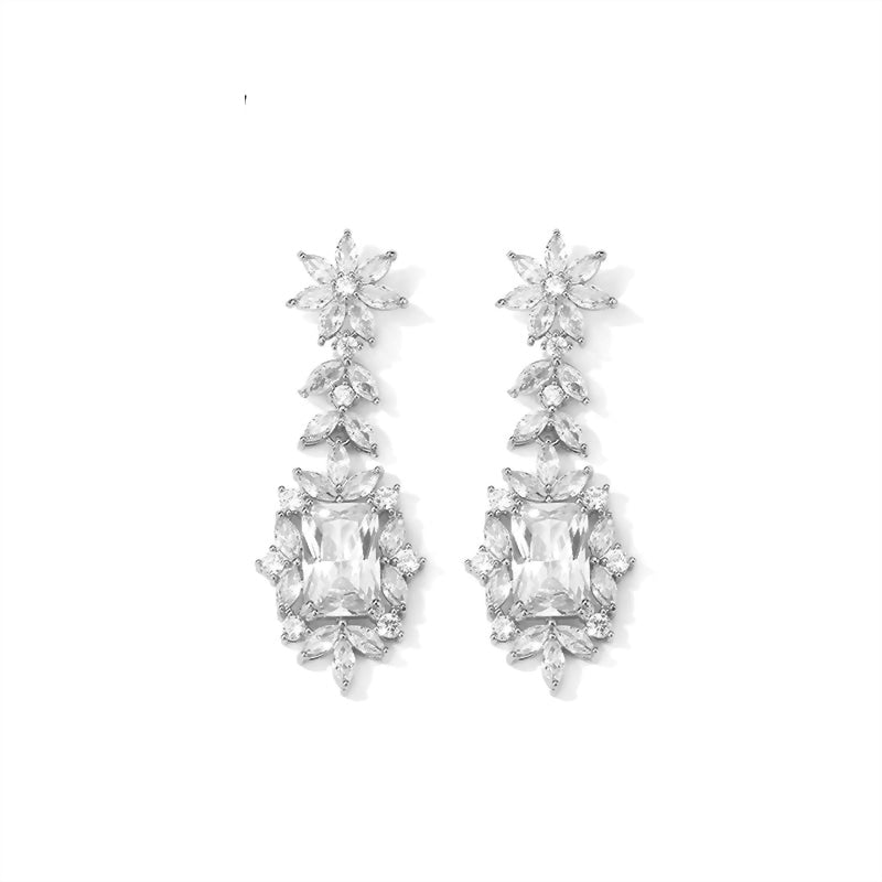 
                      
                        Vintage Square Leaf Cubic Zirconia Drop Earrings Exquisite Blue Banquet Jewelry
                      
                    