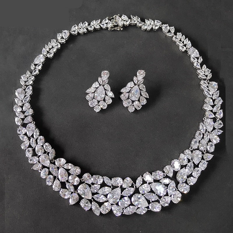 AAA+ CZ Zirconia Necklace Earring Jewelry Set for Women