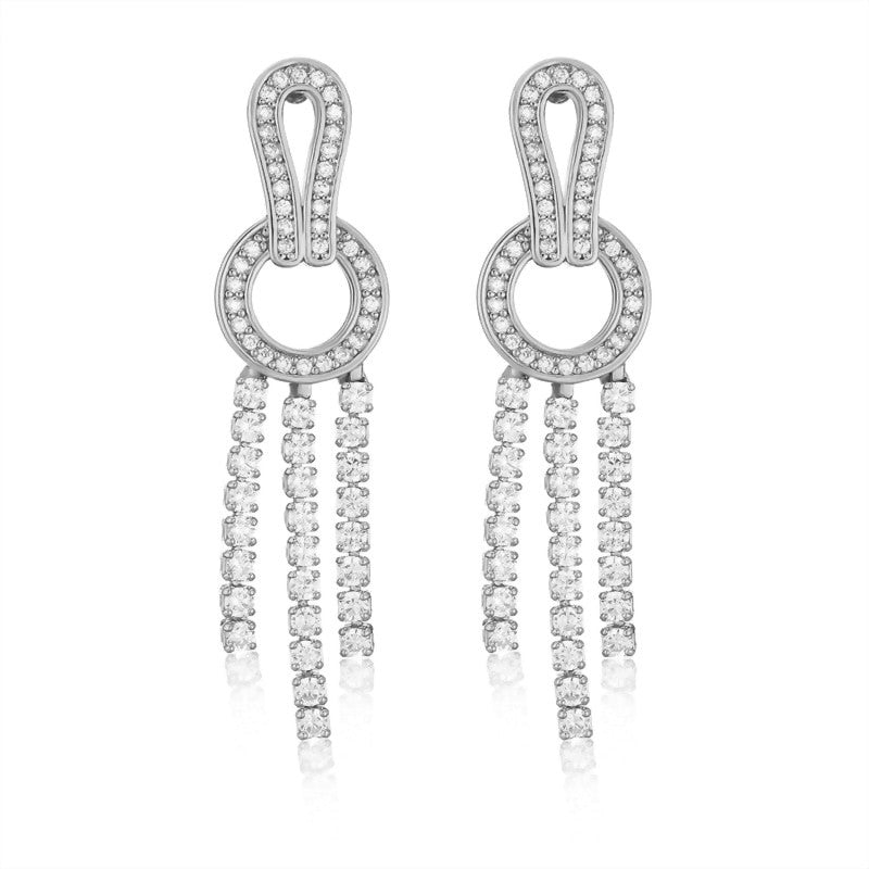 Long Cubic Zirconia Tassel Earrings Exquisite Crystal Wedding Engagement Jewelry