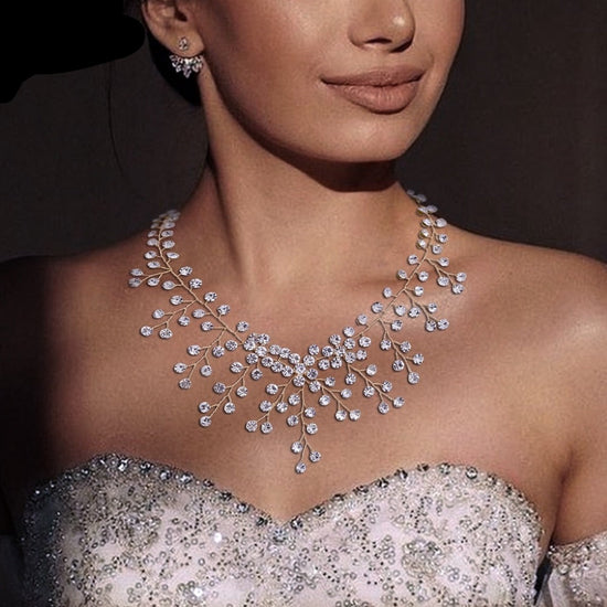 Elegant Crystal Clavicle Bead Chain Choker Bridal Jewelry Necklace