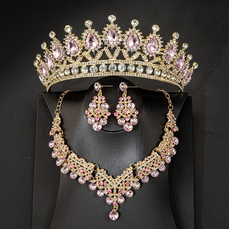 
                      
                        Pink Purple Crystal Jewelry Sets Princess Tiara Crown Earring Necklace  Accessories
                      
                    