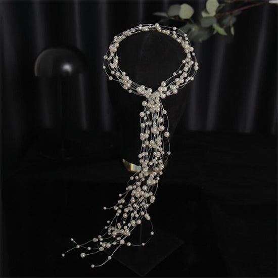 Fashion Pearl Hair Chains For Women Colorful Tiara Headband Bridal Hair Jewelry Accessories