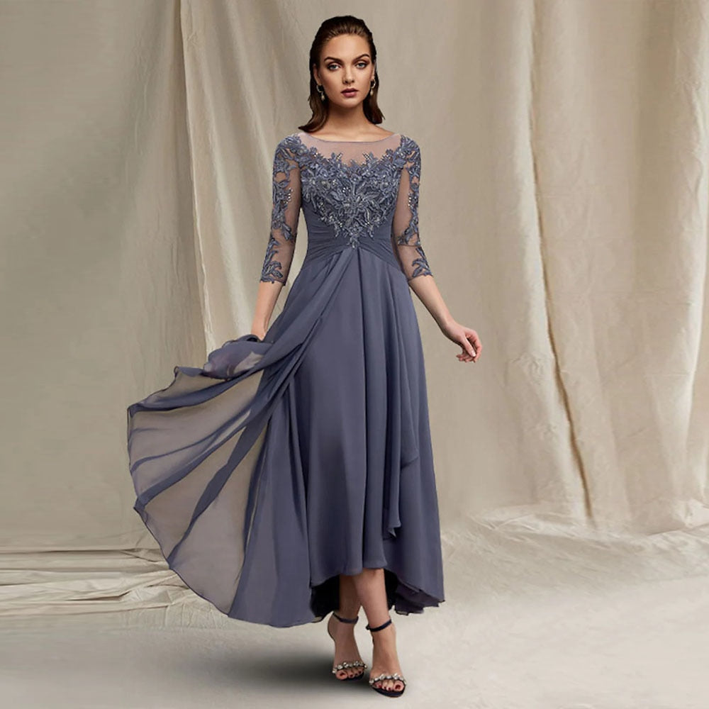 Elegant Green Lace Long Sleeves Mother of the Bride Dresses Chiffon Floor  Length