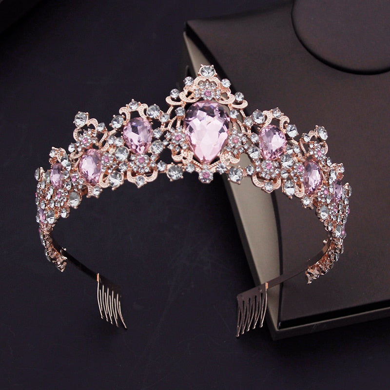 
                      
                        Luxury Pink Crystal  Jewelry Sets for Women Tiara Necklace & Earrings 4 Styles
                      
                    