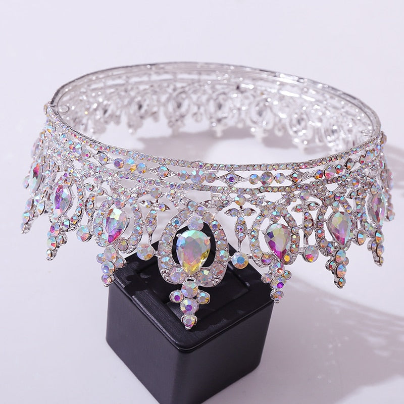 
                      
                        Royal Crystal AB Queen King Wedding Crown  Bridal Hair Ornament
                      
                    