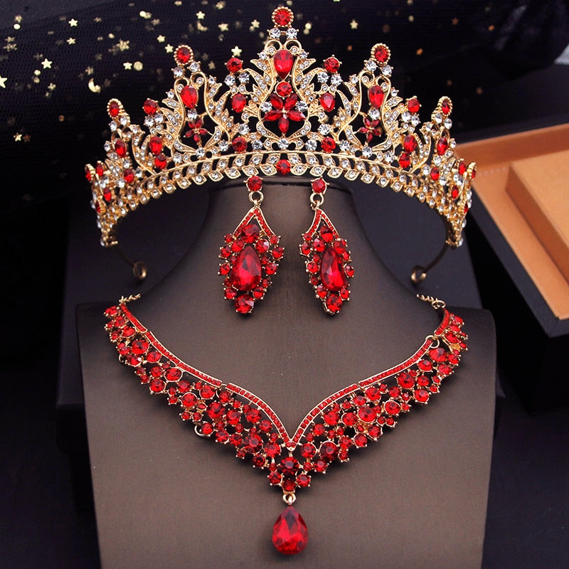 5 Colors Fashion Luxury Princess Necklace Earrings High Jewelry