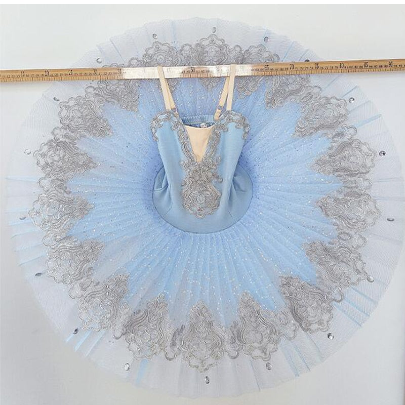 Girls Sequin Ballerina Pancake Tutu Dress Dance Costume