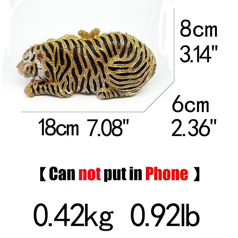 
                      
                        Gold Tiger Clutch Minaudiere Evening Bag Diamond Crystal Party  Purse
                      
                    