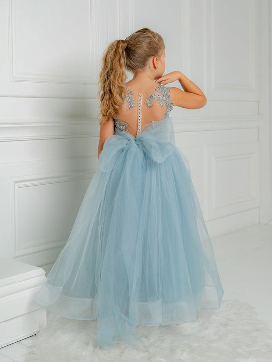Load image into Gallery viewer, Lovely Blue Flower Girl Dress for Wedding Little Girls Pageant Gown Birthday Party Dress

