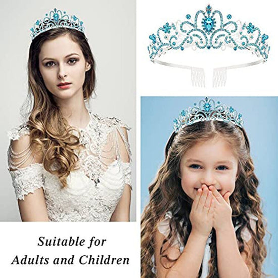 Girls Crystal Crown Tiara with Comb Headband for Girls Birthday Party