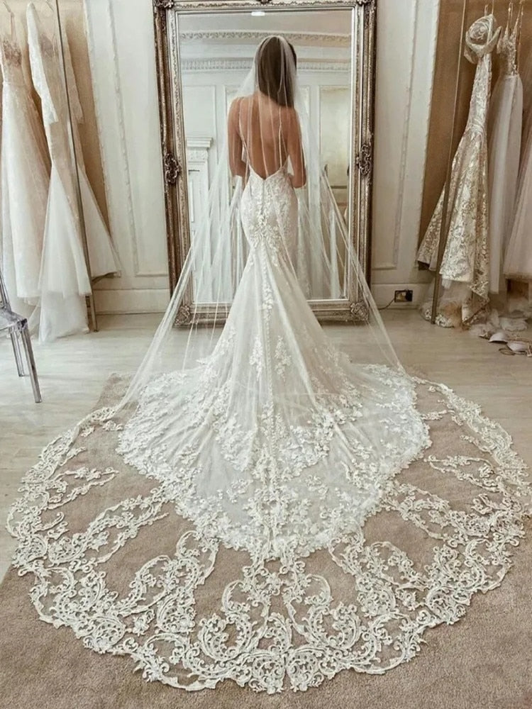 
                      
                        White Ivory 1 Layer Lace Cathedral Wedding Bridal Veil
                      
                    