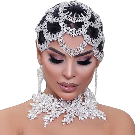 Load image into Gallery viewer, Rhinestone Bridal Headband Big Flower Shape Headdress for Women Hollow Wedding Headpiece

