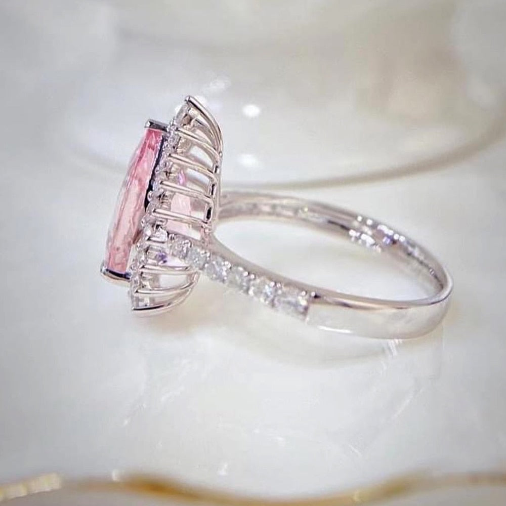 Load image into Gallery viewer, Sweet Pink Pear Cubic Zirconia Ring Accessory Fashion Jewelry
